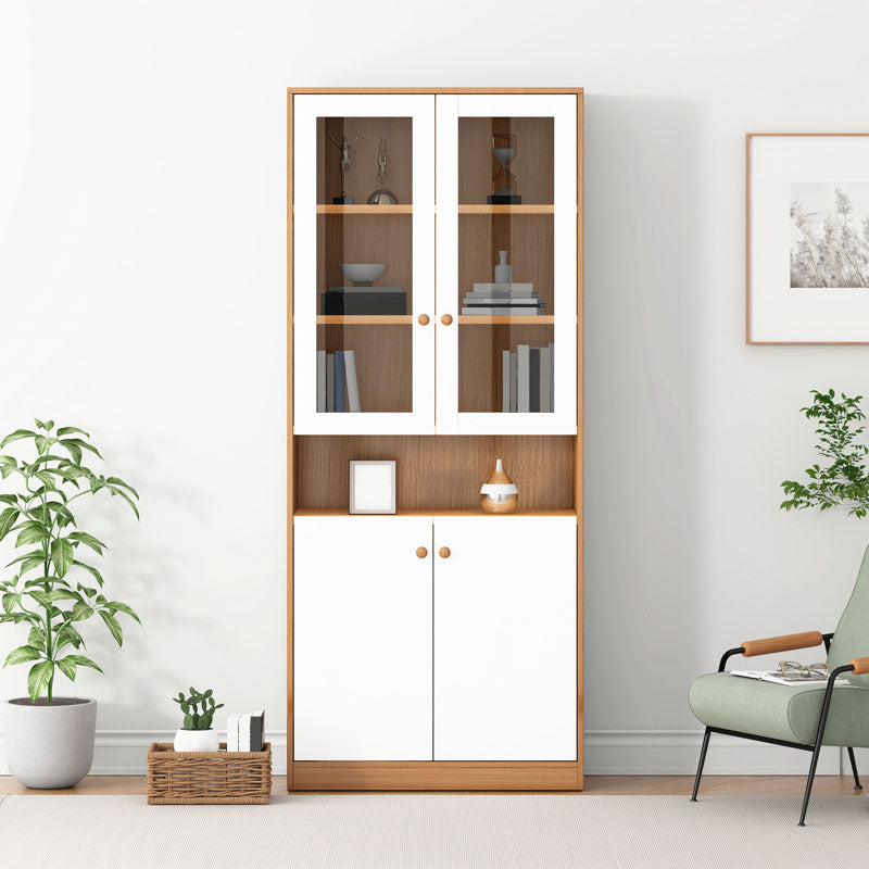 74.5"H Modern Bookcase Wood Closed Back Bookshelf with Door for Home Office