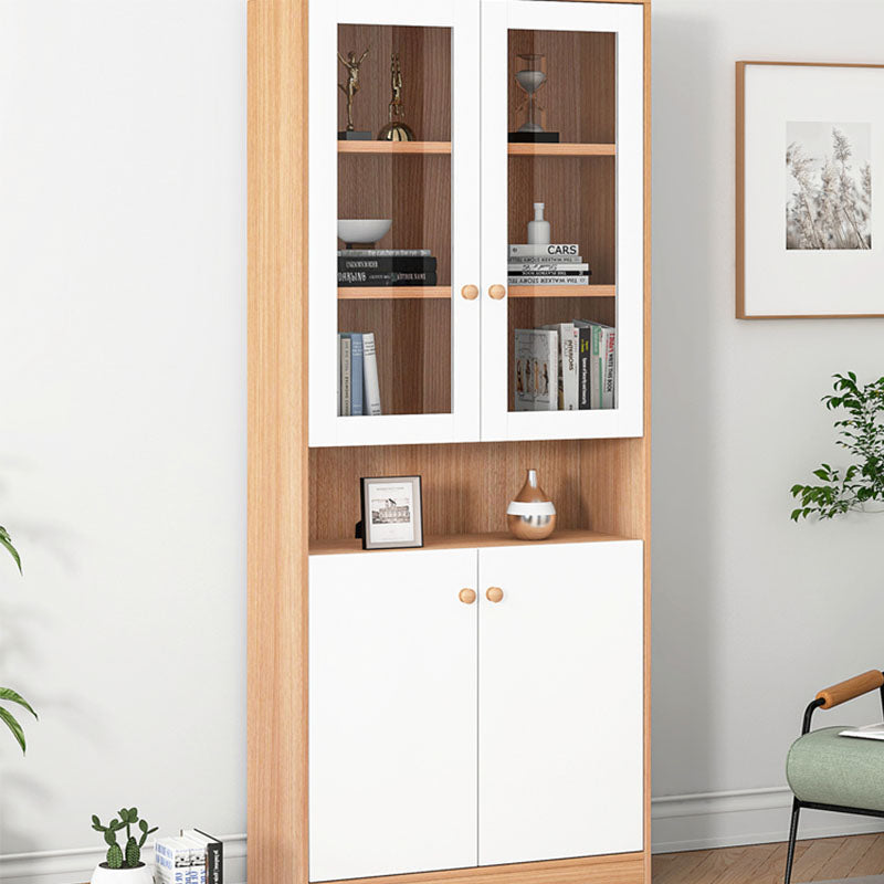 74.5"H Modern Bookcase Wood Closed Back Bookshelf with Door for Home Office