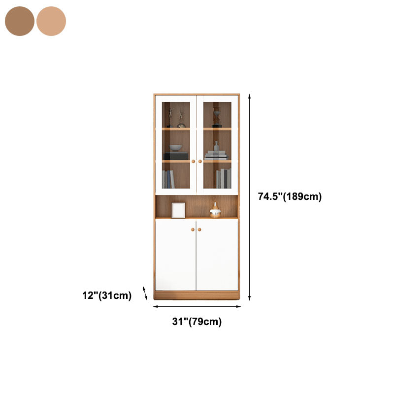 74.5"H Modern Bookcase Wood Closed Back Bookshelf with Door for Home Office
