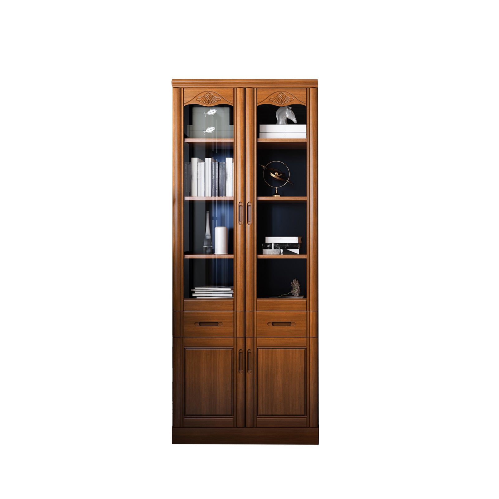 79"H Modern Style Bookcase Solid Wood Closed Back Bookshelf with Door for Home Office