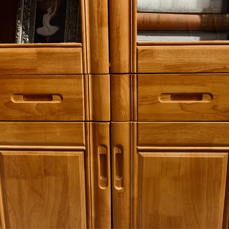 79"H Modern Style Bookcase Solid Wood Closed Back Bookshelf with Door for Home Office