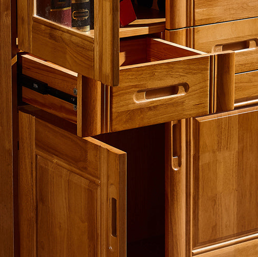 79"H Modern Style Bookcase Solid Wood Closed Back Bookshelf with Door for Home Office