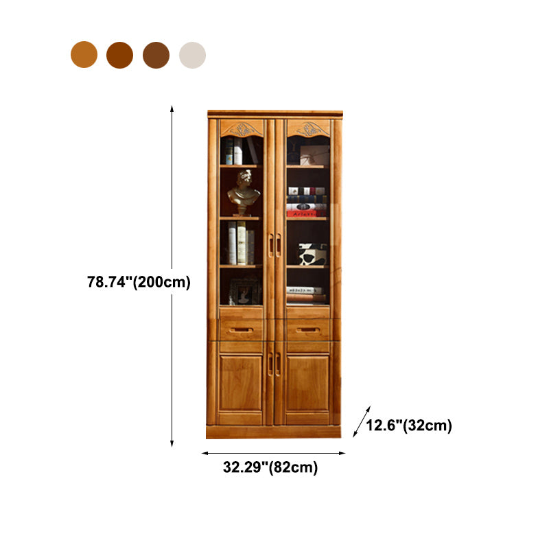 79"H Modern Style Bookcase Solid Wood Closed Back Bookshelf with Door for Home Office