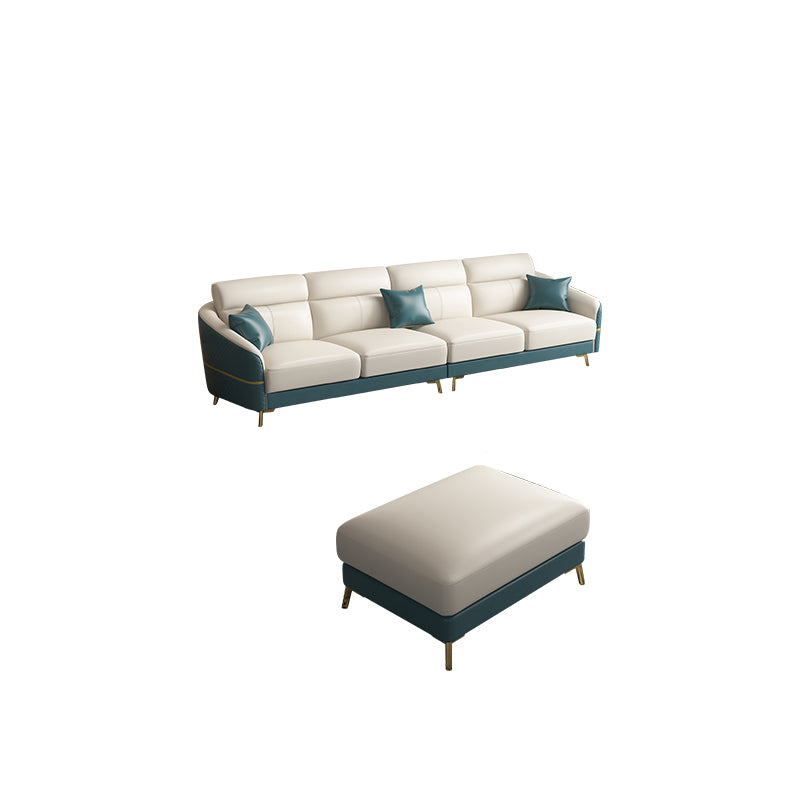 Genuine Leather Sloped Arms Sectional Sofa 36.22"High Cushion Back Sofa