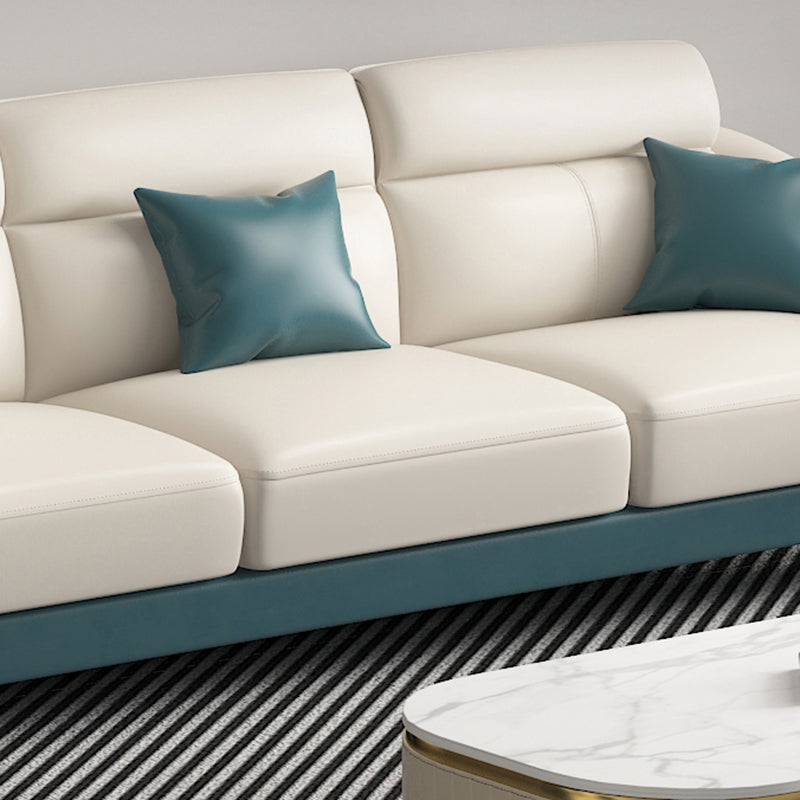 Genuine Leather Sloped Arms Sectional Sofa 36.22"High Cushion Back Sofa