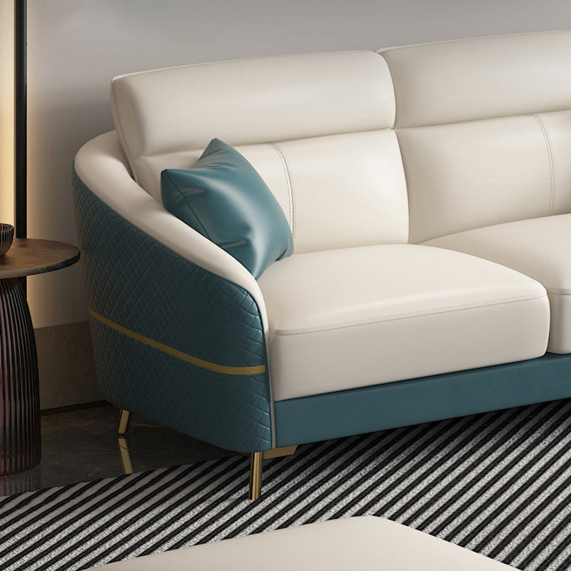 Genuine Leather Sloped Arms Sectional Sofa 36.22"High Cushion Back Sofa