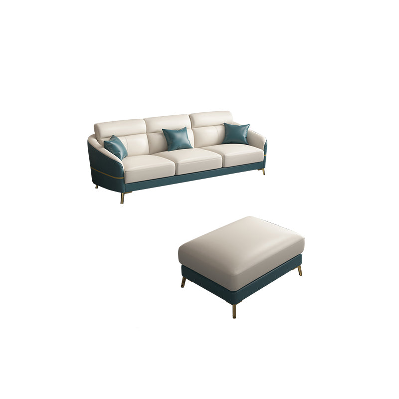 Genuine Leather Sloped Arms Sectional Sofa 36.22"High Cushion Back Sofa