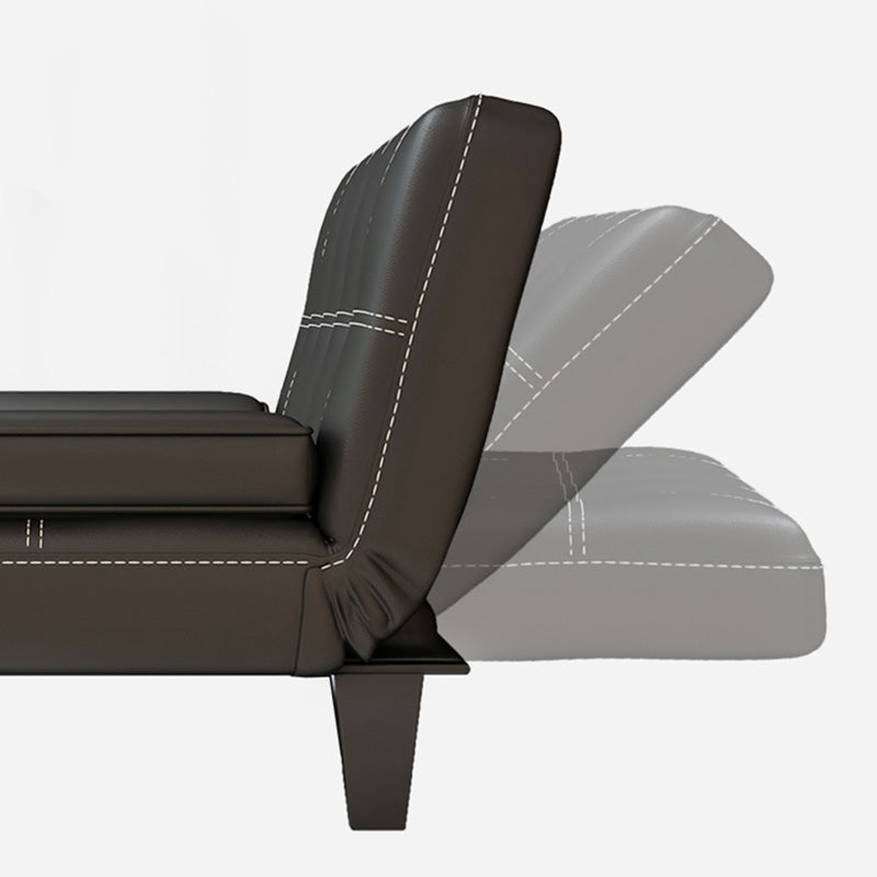 Contemporary Black Faux Leather Pillow Top Arm Sofa/Sectional with Convertible