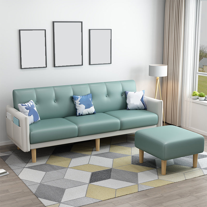 Modern Faux Leather Straight Arm Sectional with Ottoman Included and Storage