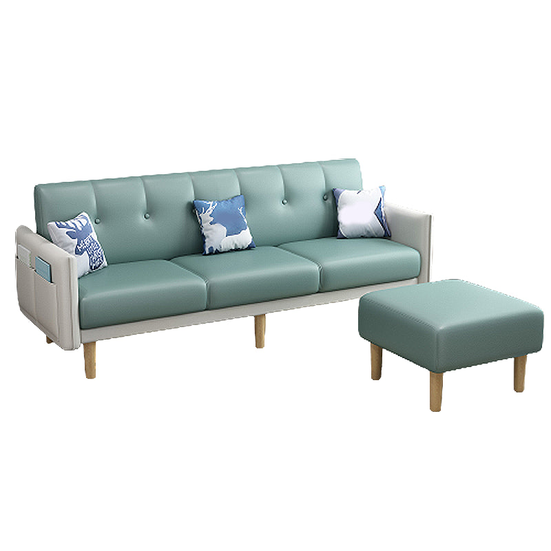Modern Faux Leather Straight Arm Sectional with Ottoman Included and Storage