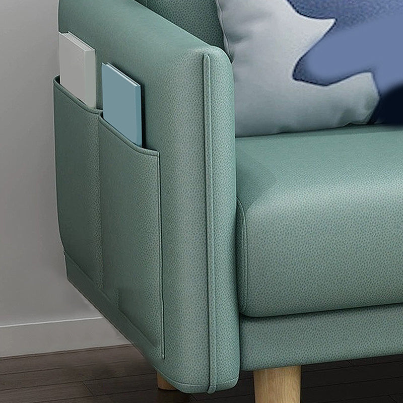 Modern Faux Leather Straight Arm Sectional with Ottoman Included and Storage