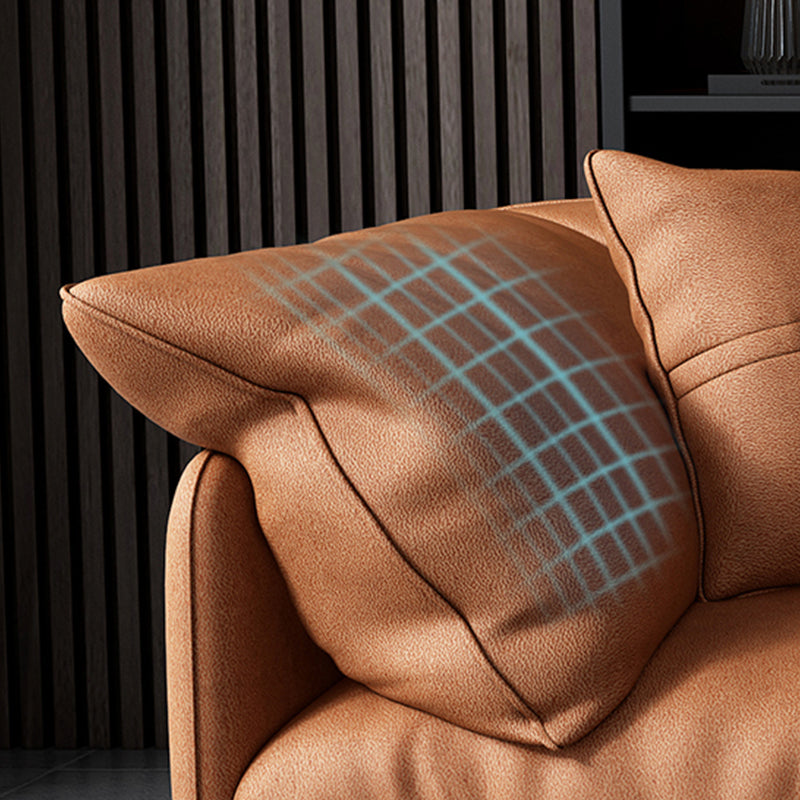 Tan Faux Leather Straight Arm Sofa/Sectional with Wear-Resisting and Stain-Resistant