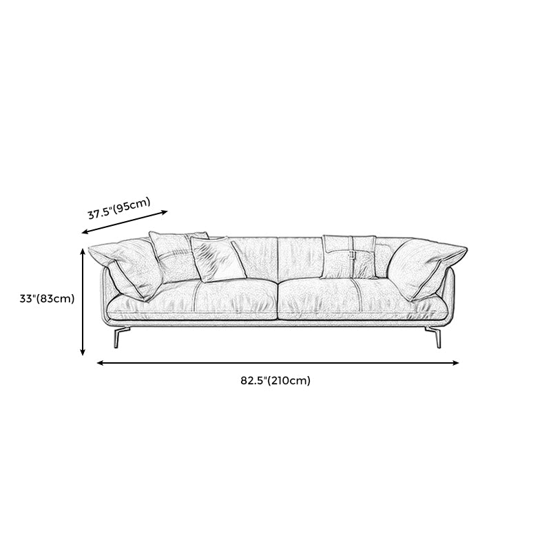 Tan Faux Leather Straight Arm Sofa/Sectional with Wear-Resisting and Stain-Resistant