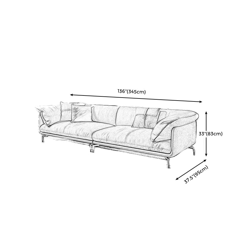 Tan Faux Leather Straight Arm Sofa/Sectional with Wear-Resisting and Stain-Resistant
