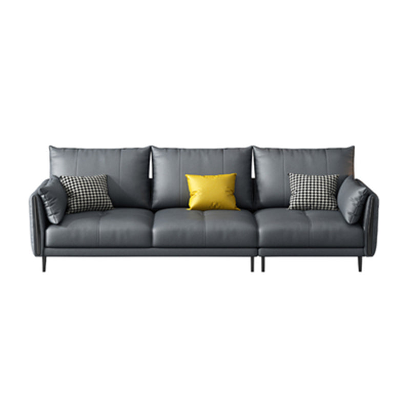 Grey Removable Cushions Faux Leather Straight Arm Sofa/Sectional with Wear-Resisting