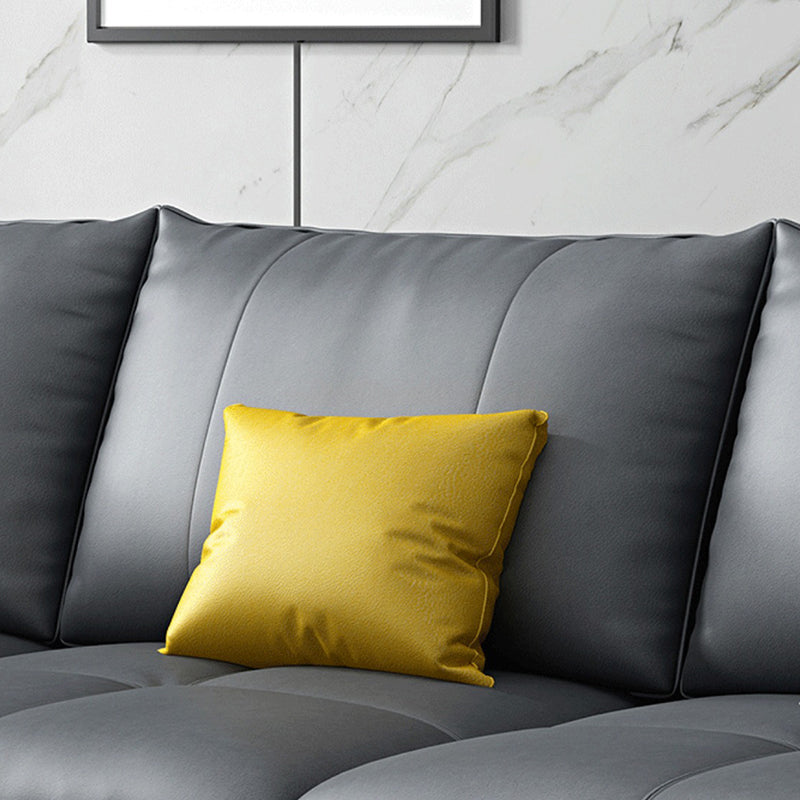 Grey Removable Cushions Faux Leather Straight Arm Sofa/Sectional with Wear-Resisting