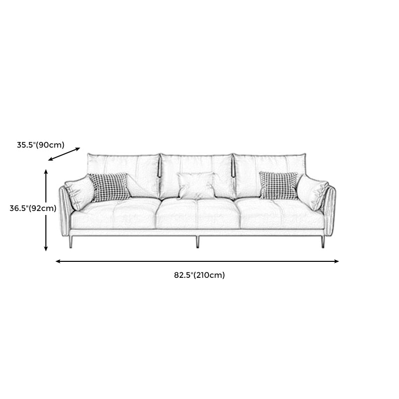 Grey Removable Cushions Faux Leather Straight Arm Sofa/Sectional with Wear-Resisting