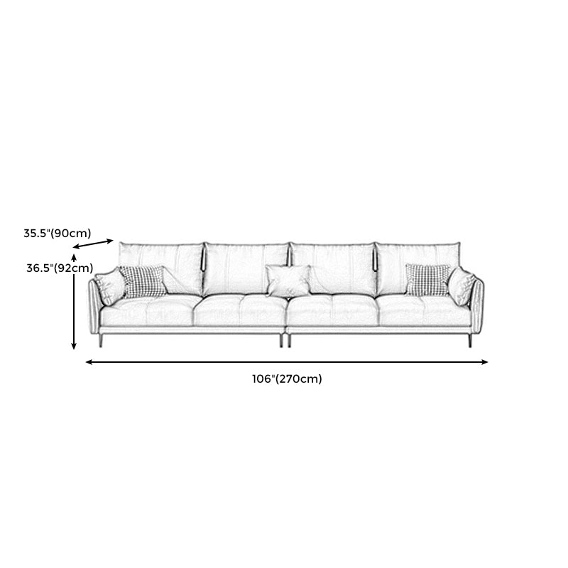 Grey Removable Cushions Faux Leather Straight Arm Sofa/Sectional with Wear-Resisting