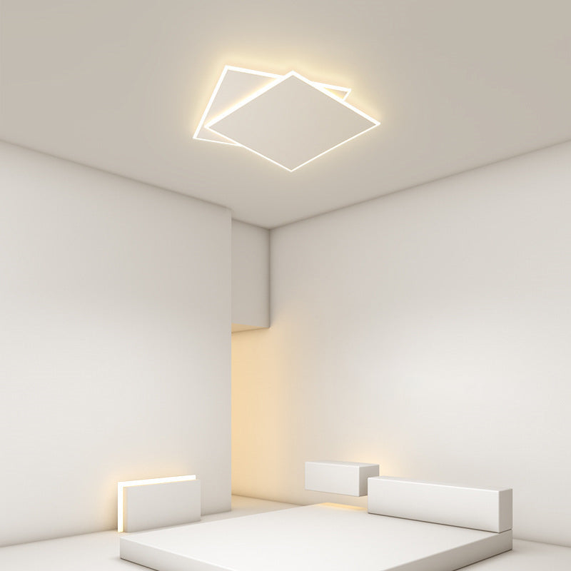 Modern Style Square Ceiling Lights Metal 2 Light Ceiling Lamps for Bedroom in White