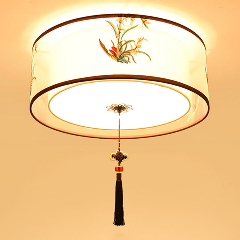 Traditional Style Fabric Ceiling Light Multi Lights Ceiling Mount Light