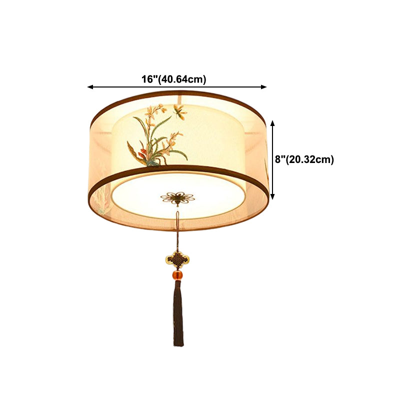 Traditional Style Fabric Ceiling Light Multi Lights Ceiling Mount Light