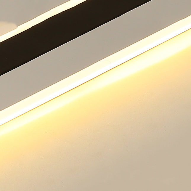 Metal Linear Shape Flush Mount Modern 2 Lights Flush Mount Lighting Fixtures in Black