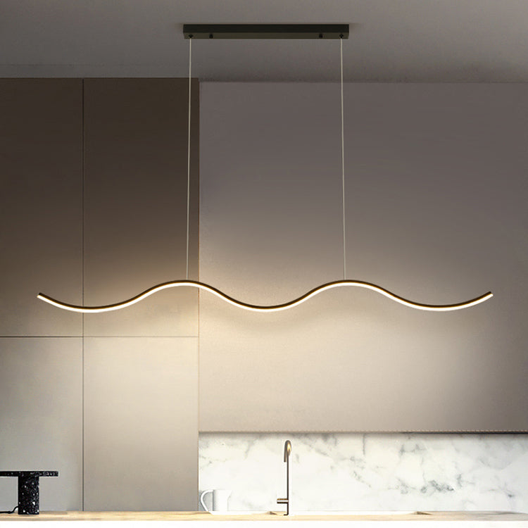 Metal Linear Shade Island Pendant Postmodern Style 1 Light Island Lighting for Living Room