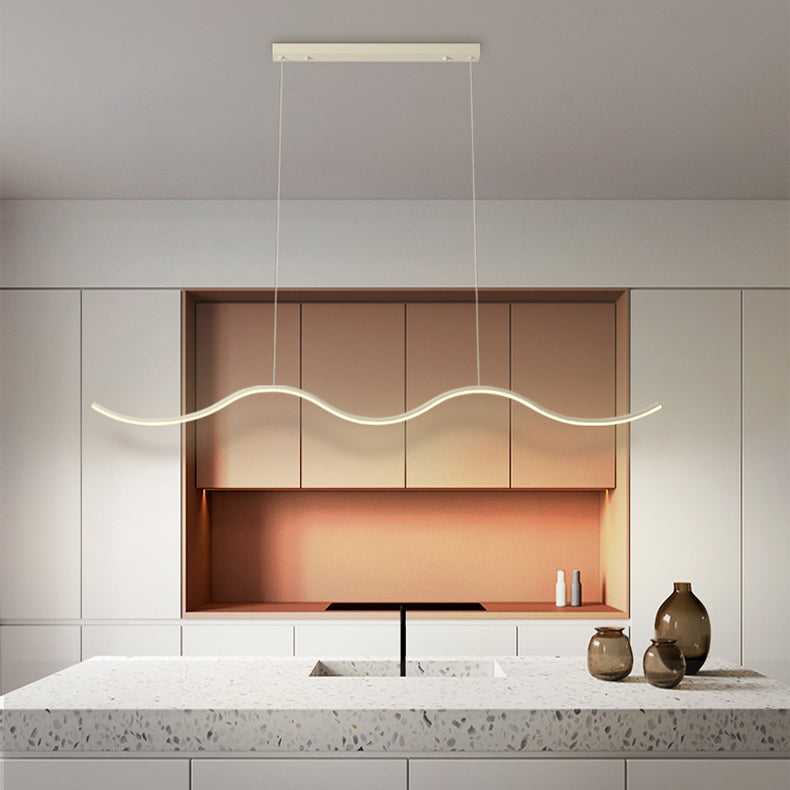 Metal Linear Shade Island Pendant Postmodern Style 1 Light Island Lighting for Living Room