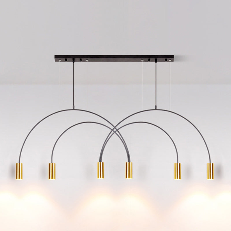 Metal Cylindrical Shade Island Pendant Modern Style Multi Light Island Lighting