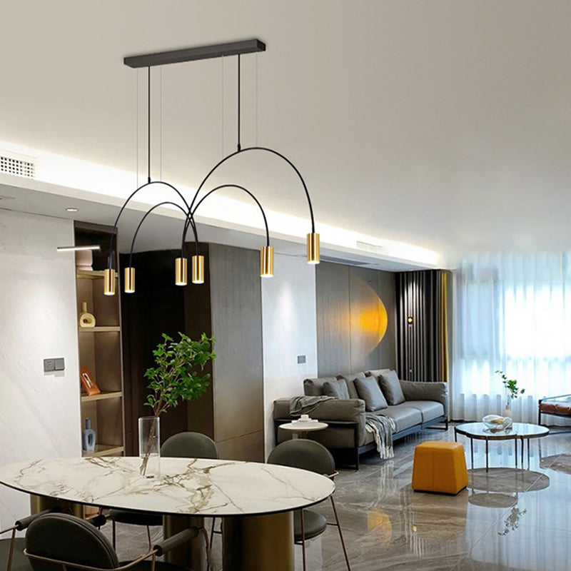 Metal Cylindrical Shade Island Pendant Modern Style Multi Light Island Lighting