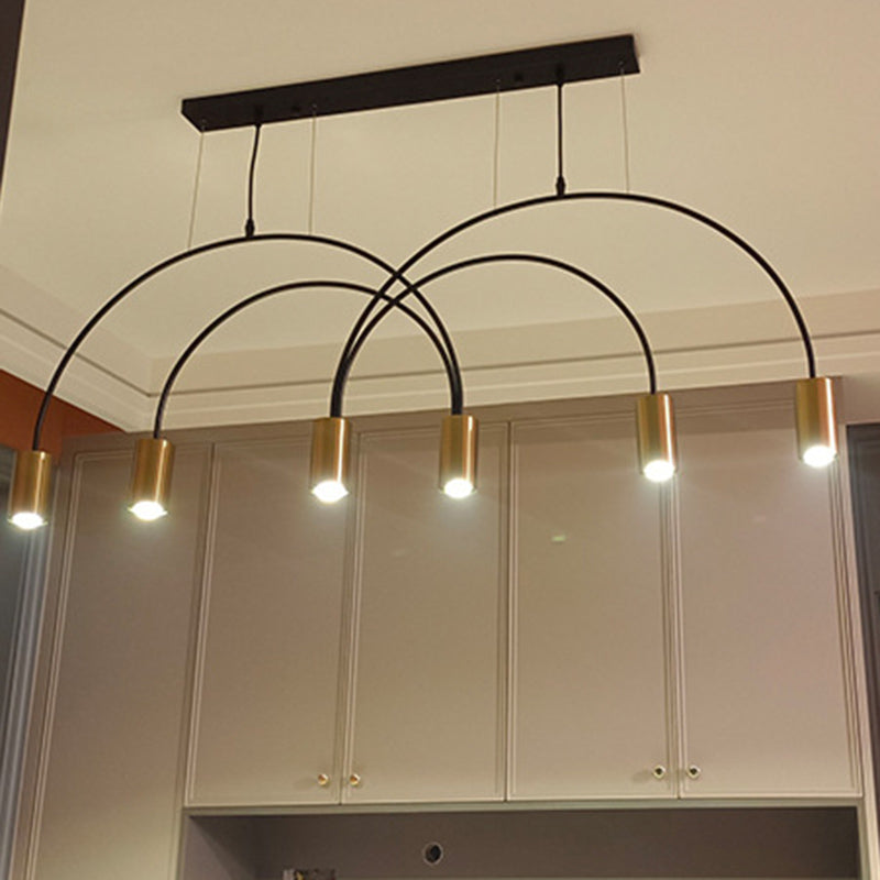 Metal Cylindrical Shade Island Pendant Modern Style Multi Light Island Lighting