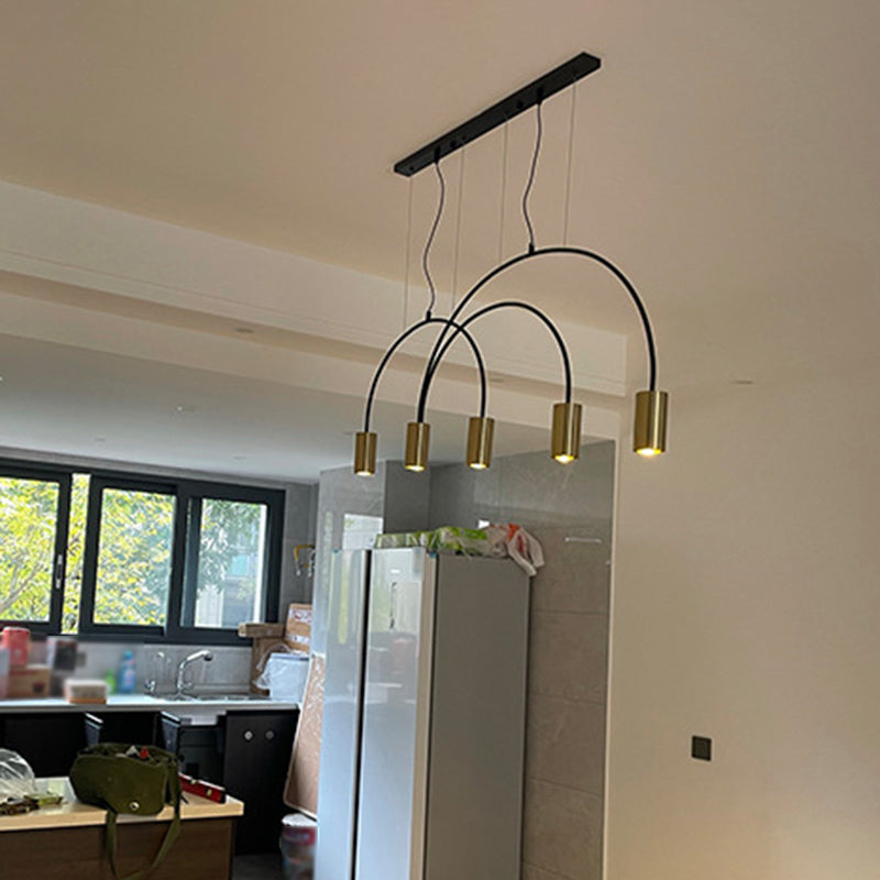 Metal Cylindrical Shade Island Pendant Modern Style Multi Light Island Lighting