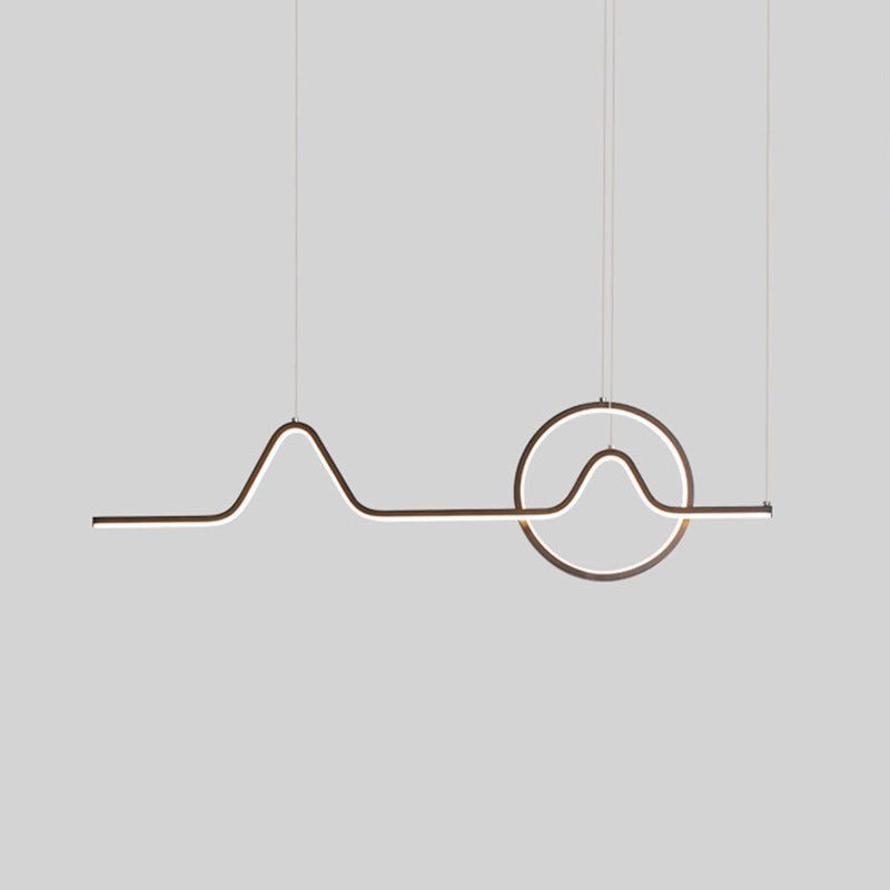 Metal Linear Shade Island Pendant Modern Style 2 Light Island Lighting for Dining Room