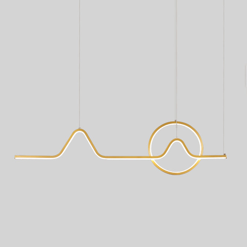 Metal Linear Shade Island Pendant Modern Style 2 Light Island Lighting for Dining Room