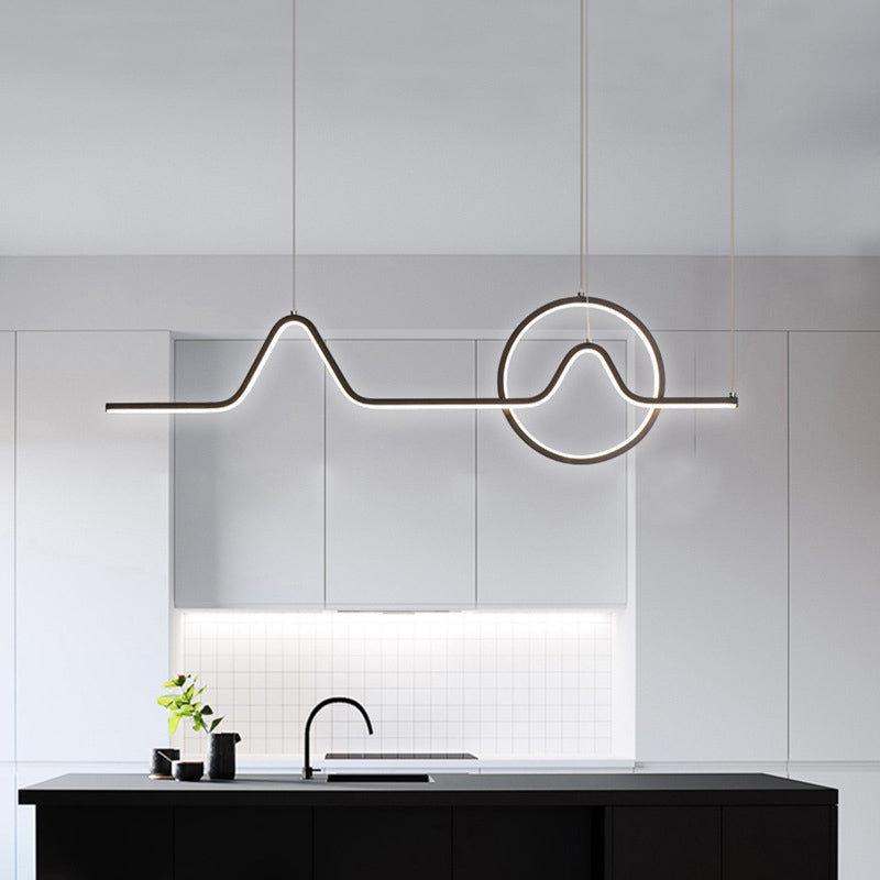 Metal Linear Shade Island Pendant Modern Style 2 Light Island Lighting for Dining Room