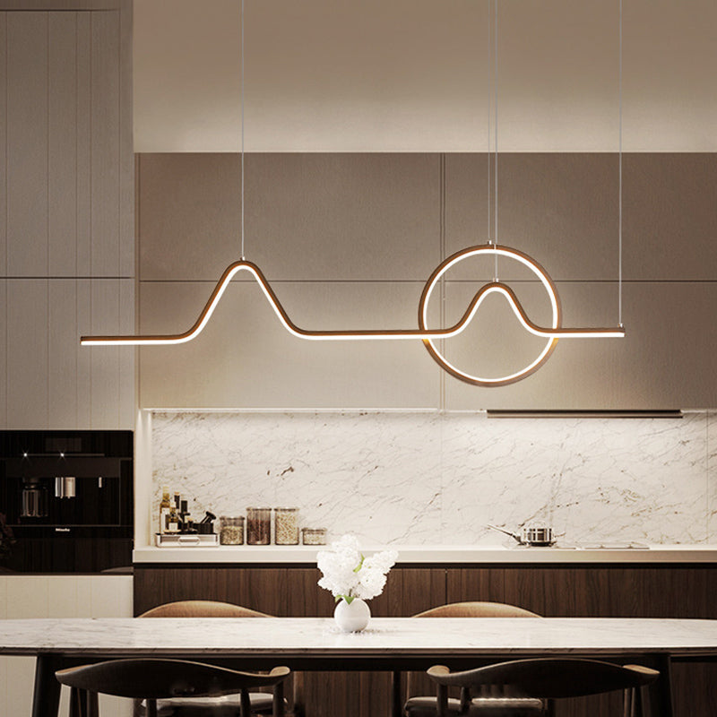 Metal Linear Shade Island Pendant Modern Style 2 Light Island Lighting for Dining Room