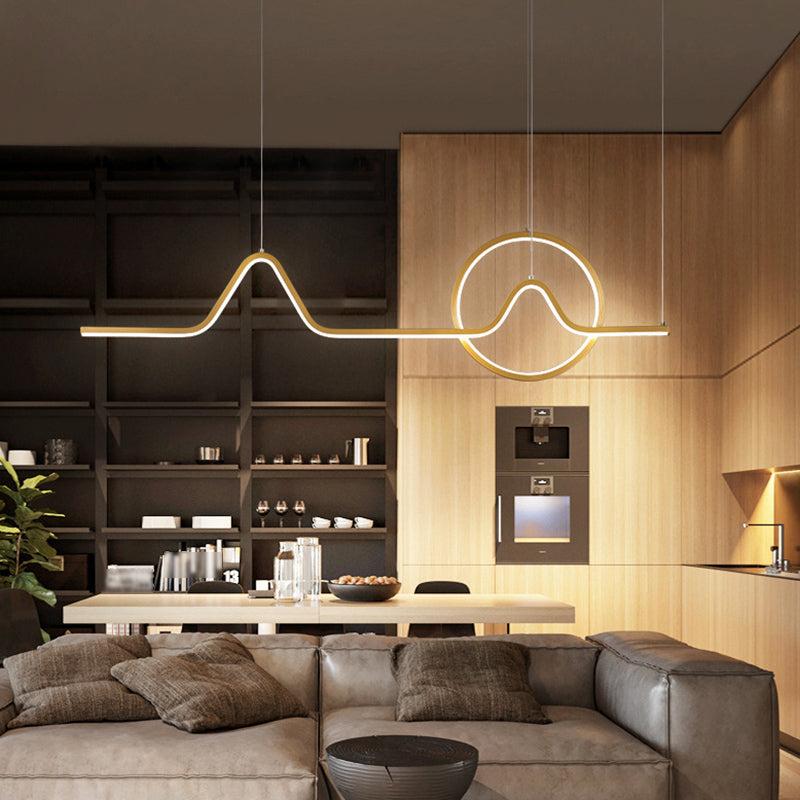 Metal Linear Shade Island Pendant Modern Style 2 Light Island Lighting for Dining Room