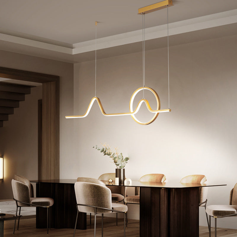 Metal Linear Shade Island Pendant Modern Style 2 Light Island Lighting for Dining Room