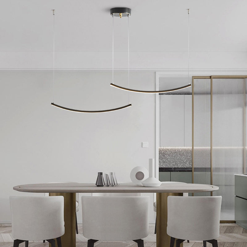Linear Shape Island Pendants Contemporary Style Metal Pendant Lighting Fixtures