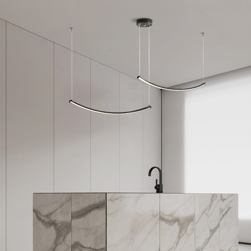 Linear Shape Island Pendants Contemporary Style Metal Pendant Lighting Fixtures