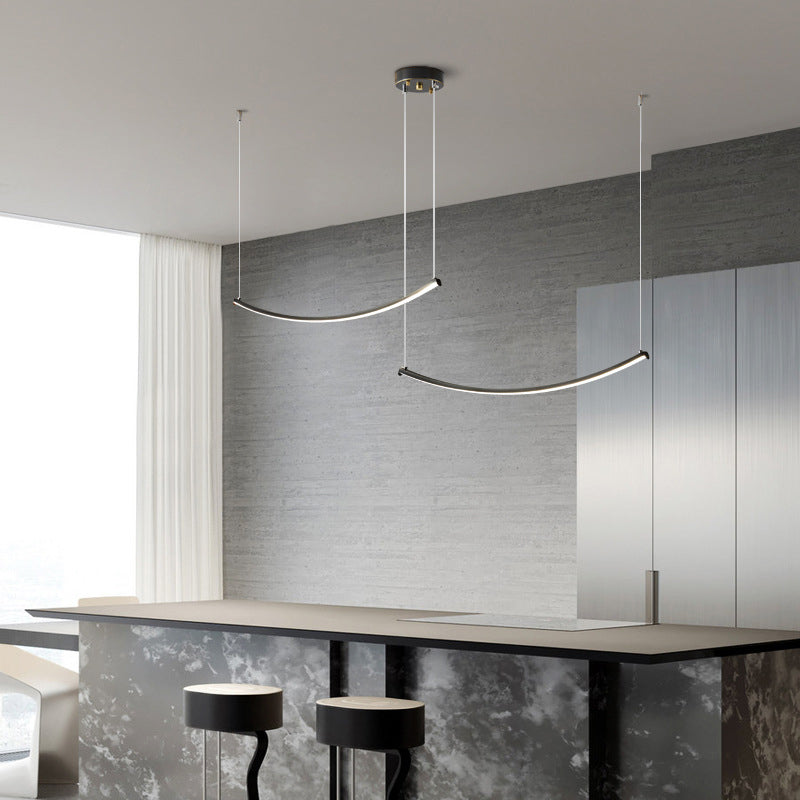 Linear Shape Island Pendants Contemporary Style Metal Pendant Lighting Fixtures