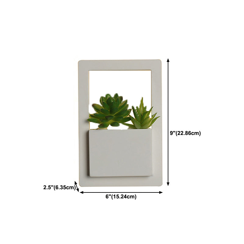 Geometry Metal Wall Light Modern Style 1 Light Wall Lamp in White(Plant Not Included)