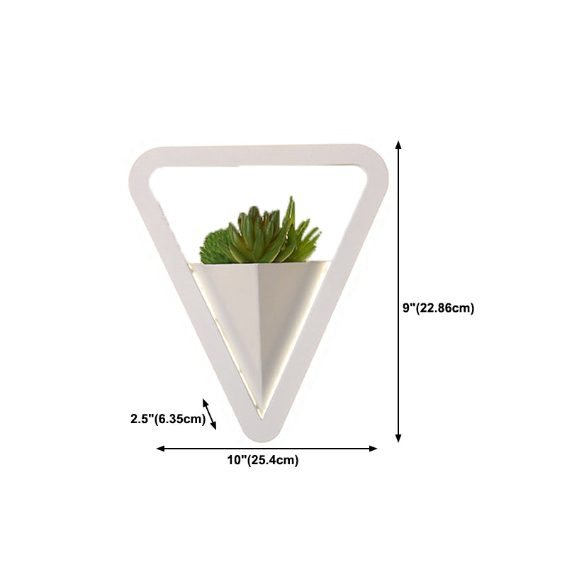 Geometry Metal Wall Light Modern Style 1 Light Wall Lamp in White(Plant Not Included)
