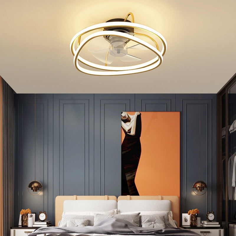 Geometric Shape Metal Ceiling Fans Modern Multi-Lights Ceiling Fan Lamp