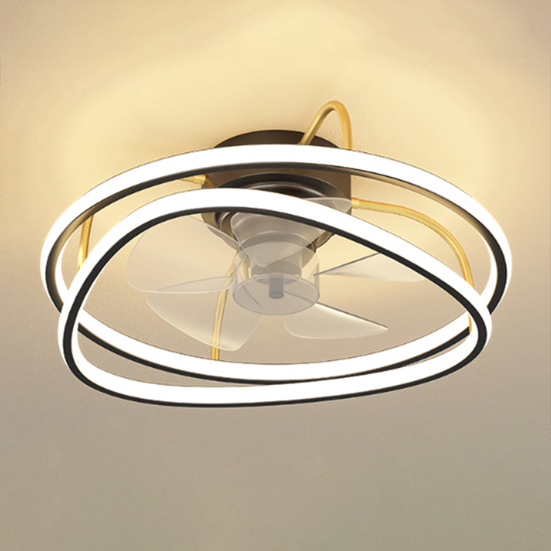 Geometric Shape Metal Ceiling Fans Modern Multi-Lights Ceiling Fan Lamp