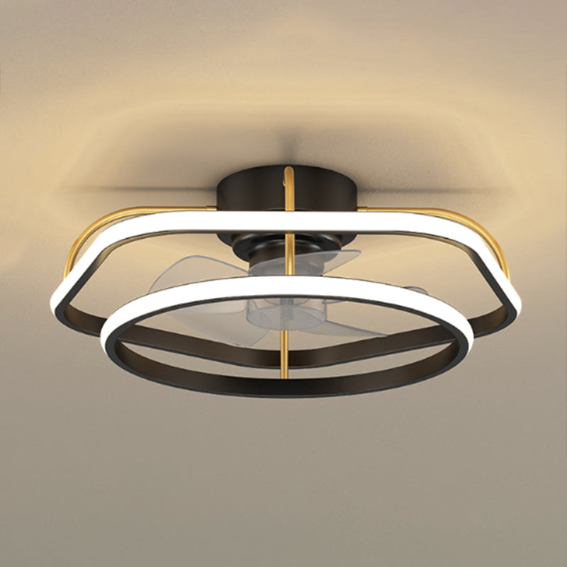 Geometric Shape Metal Ceiling Fans Modern Multi-Lights Ceiling Fan Lamp