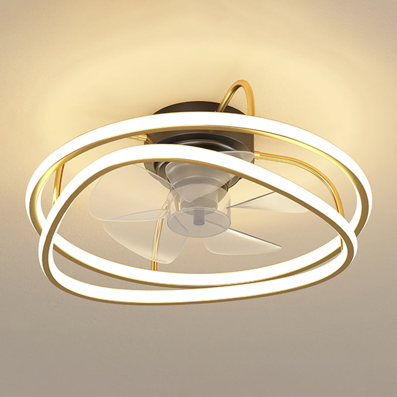 Geometric Shape Metal Ceiling Fans Modern Multi-Lights Ceiling Fan Lamp