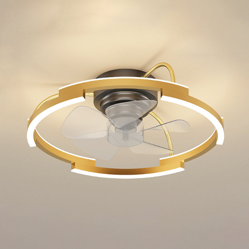Geometric Shape Metal Ceiling Fans Modern Multi-Lights Ceiling Fan Lamp