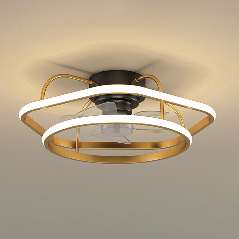 Geometric Shape Metal Ceiling Fans Modern Multi-Lights Ceiling Fan Lamp
