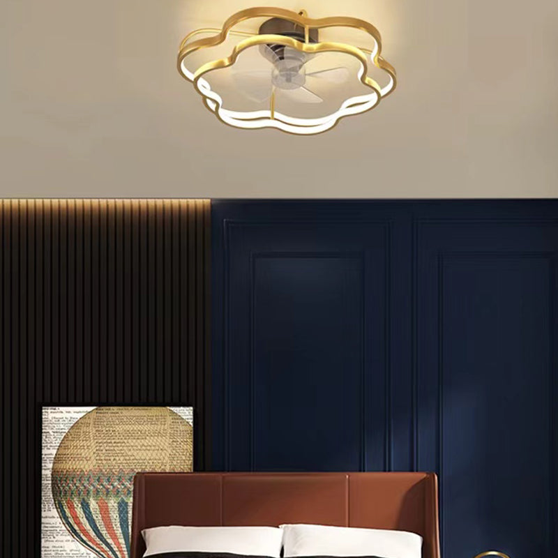 Geometric Shape Metal Ceiling Fans Modern Multi-Lights Ceiling Fan Lamp